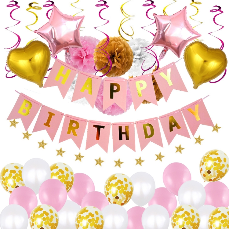 

Baby Birthday Party Venue Layout Set Aluminum Balloon Decoration Set(Pink)