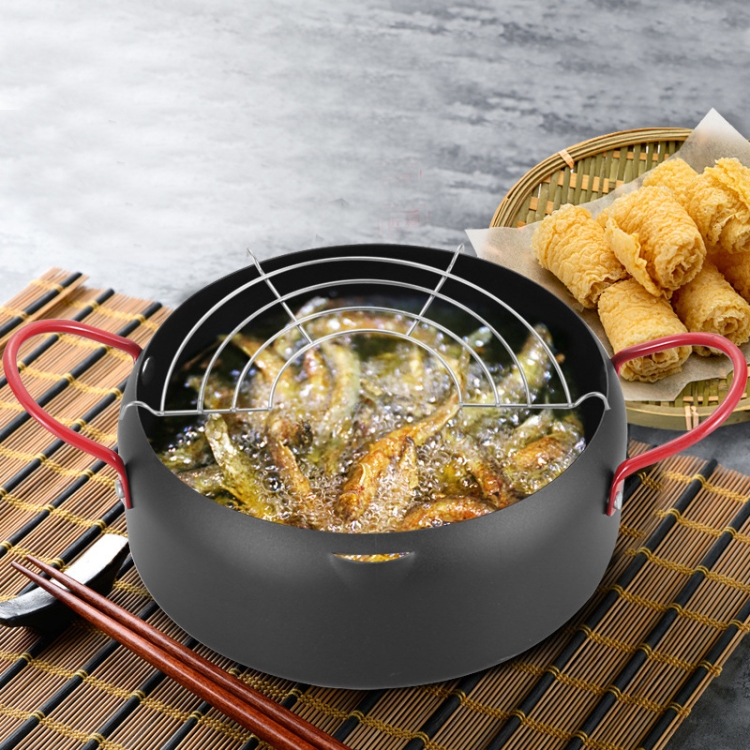 

Tempura Hot Pot Household Fryer Pot Non-Stick Pan With Filter Holder, Specification:20cm without Clip