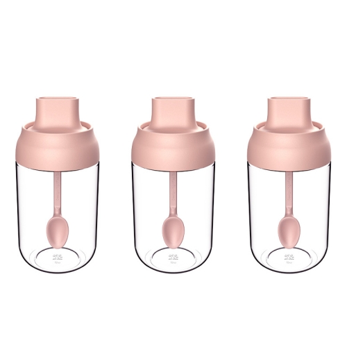 

3 PCS Macaron Ribbon Moisture-Proof Lid Spoon One Seasoning Jar Glass Seasoning Bottle with Label, Style:Seasoning Bottle(Pink)