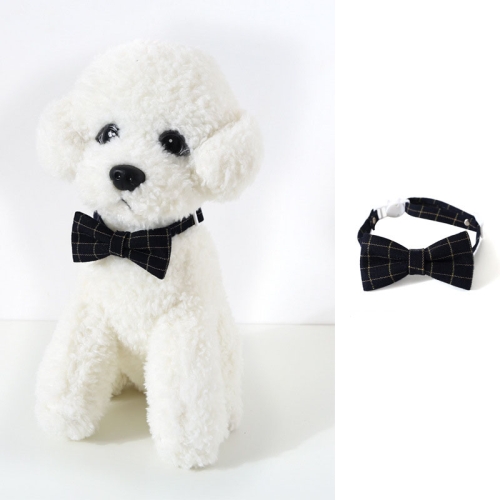 

4 PCS Pet Sub-Bow Tie Adjustable Cat Dog Collar Accessories, Style:Bowknot, Size:S 17-32cm(Black)