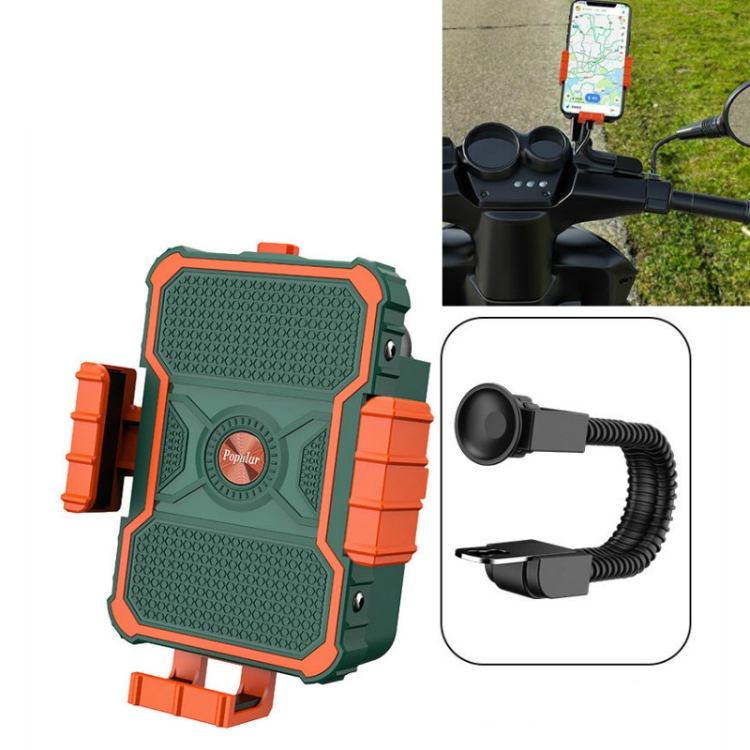 

Motorcycle Bracket Electric Bicycle Riding Mobile Phone Bracket Takeaway Rider Navigation Shockproof Bracket, Style:Rearview Mirror Installation(Green)