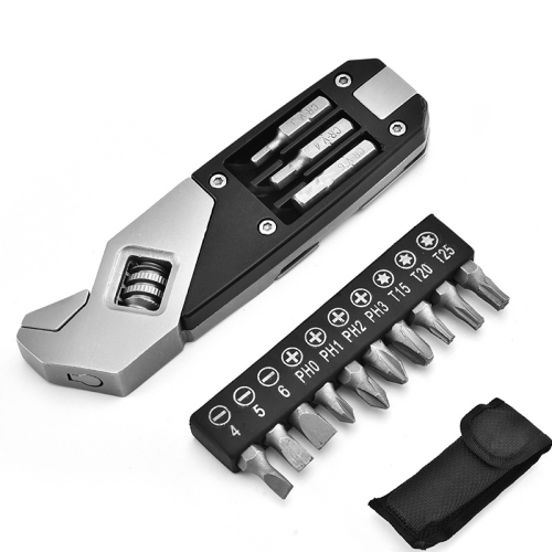 

Stainless Steel Adjustable Wrench Foldable Allen Wrench Multi-Function Wrench With Screwdriver