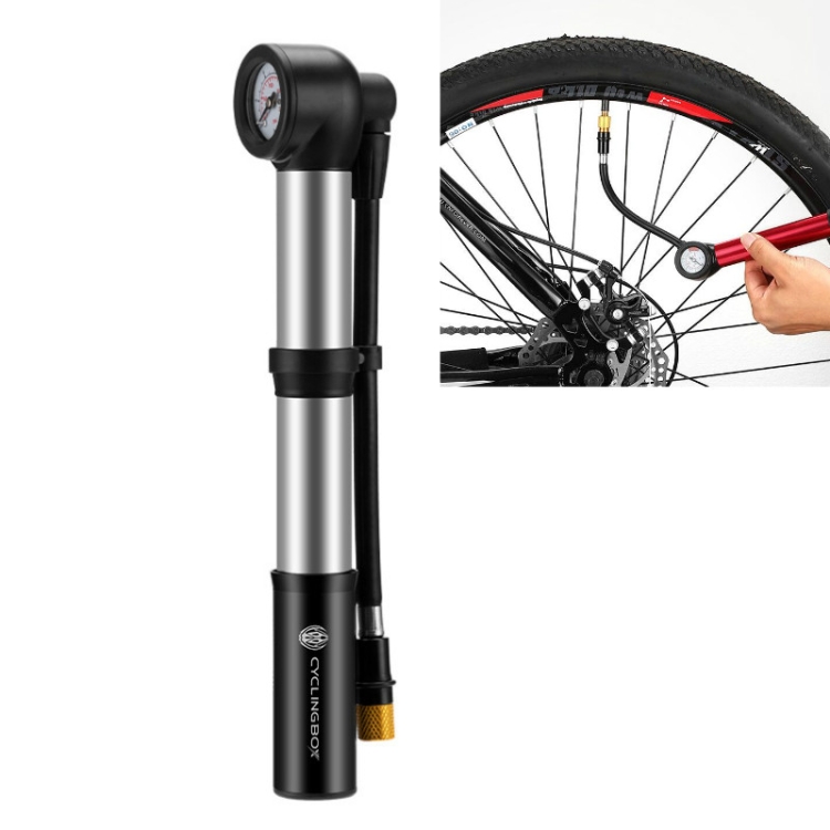 

CYCLINGBOX Bicycles Motorcycles Electric Bicycles With Barometer Pumps Portable Inflatables Air Pump Cycling Accessories(Silver)