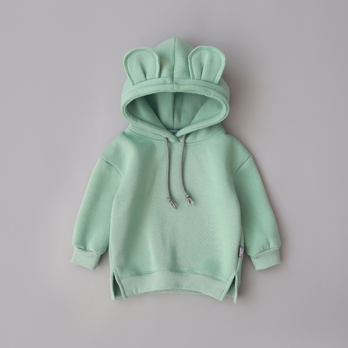 

Autumn and Winter Boys and Girls Cute Ears Hooded Plus Velvet Sweater, Height:110cm(Light Blue)