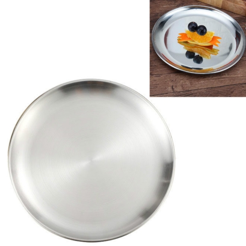 

2 PCS Stainless Steel Thickened Round Plate Cafe Tray Fruit Cake Plate Bone Plate Dish Shallow Plate, Diameter:14cm, Style:Brushed Matte Silver