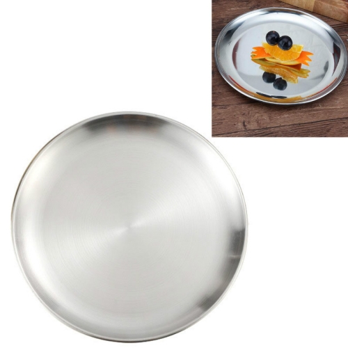 

2 PCS Stainless Steel Thickened Round Plate Cafe Tray Fruit Cake Plate Bone Plate Dish Shallow Plate, Diameter:17cm, Style:Brushed Matte Silver