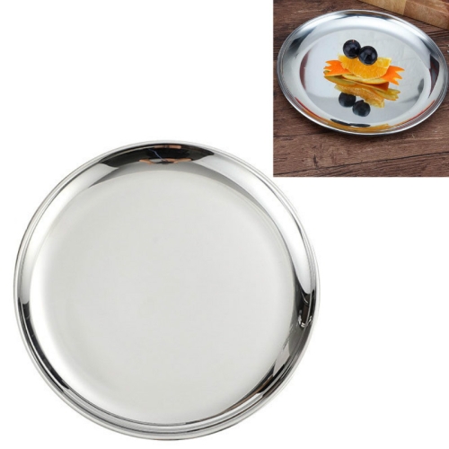 

2 PCS Stainless Steel Thickened Round Plate Cafe Tray Fruit Cake Plate Bone Plate Dish Shallow Plate, Diameter:17cm, Style:Bright Mirror Silver