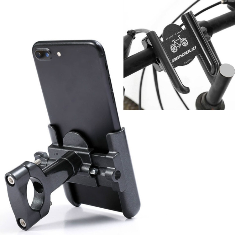 

BENGGUO Bicycle Aluminum Alloy Mobile Phone Holder Electric Motorcycle Anti-Vibration Navigation Fixed Mobile Phone Holder Riding Equipment, Style:Handlebar Installation(Titanium)