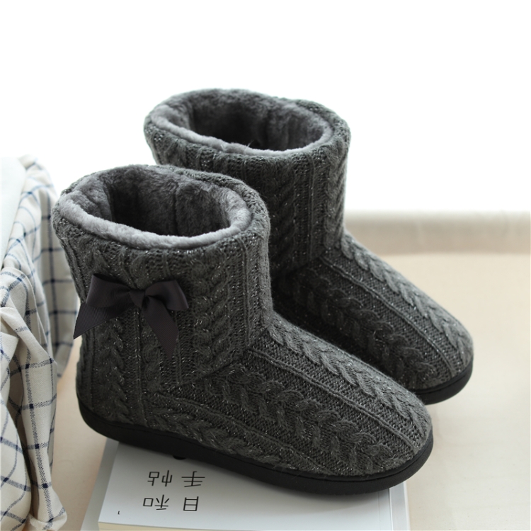 

Winter Home Boots Thick-Soled Non-Slip Cotton Slippers, Size: 35-36(Gray)