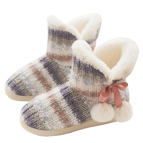 

Cashmere Winter Home Boots Thick-Soled Cotton Slippers, Size: 37-38