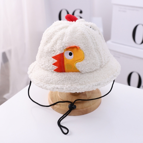 

MZ9950 Cartoon Dinosaur Pattern Children Basin Hat Autumn Children Lamb Wool Fisherman Hat, Size: Cap Circumference 48cm(Milky White)