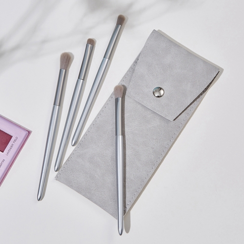 

4 PCS / Set Makeup Brush Eye Shadow Brush Eye Makeup Set Soft Hair Detail Brush Smudge Brush With Brush Bag, Color:Silver