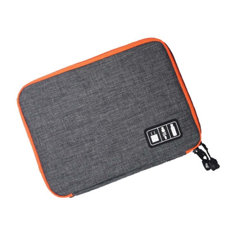 

Double Layer Digital Storage Bag Data Cable Finishing Bag Elastic Waterproof Portable Electronic Storage Bag, Size:24x16x3.5cm(Gray)