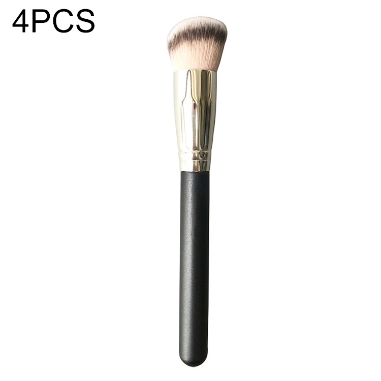 

4 PCS Fiber Hair Makeup Brush Wooden Handle Foundation Brush, Style:170 Diagonal Foundation Brush