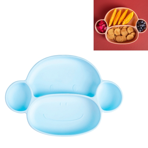 

Silicone Dinner Plate Baby Food Supplement Suction Cup Bowl Separation Integrated Anti-Fall Cartoon Children Tableware(Blue)