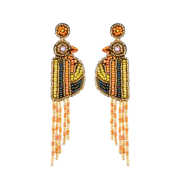 

Ethnic Earrings Handmade Beaded Bohemian Tassel Earrings, Colour: Orange E68694