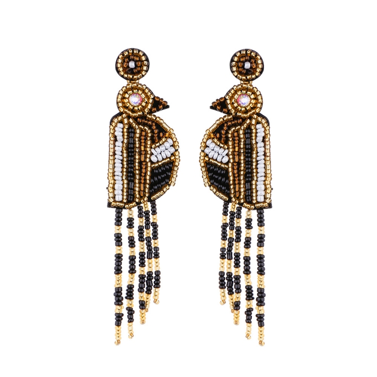

Ethnic Earrings Handmade Beaded Bohemian Tassel Earrings, Colour: Black E68694