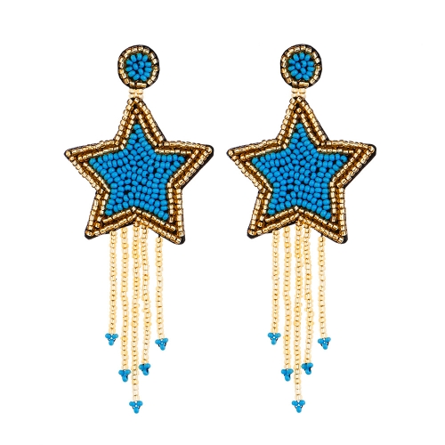 

Ethnic Earrings Handmade Beaded Bohemian Tassel Earrings, Colour: Blue E68698