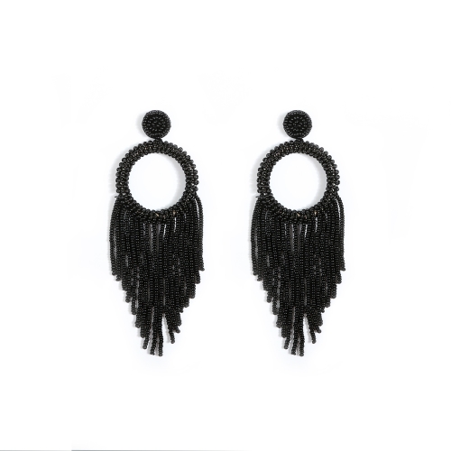 

Ethnic Earrings Handmade Beaded Bohemian Tassel Earrings, Colour: Black E68796