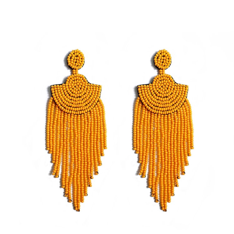 

Ethnic Earrings Handmade Beaded Bohemian Tassel Earrings, Colour: Orange E68797