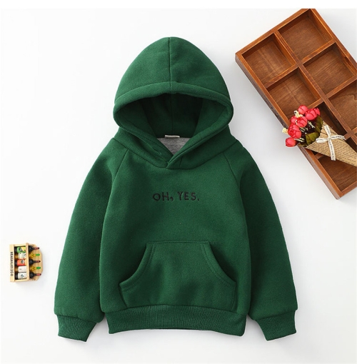 

Boys and Girls Thicker Letter Embroidery Hooded Long-Sleeved Sweater, Height:100cm(Green)