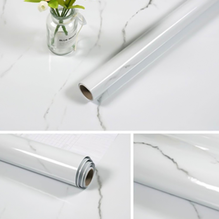 

215421210W 1m Marble Pattern Bright Paint Furniture Renovation Self-Adhesive Wall Paper Cabinet Waterproof Film(Crack Gray )