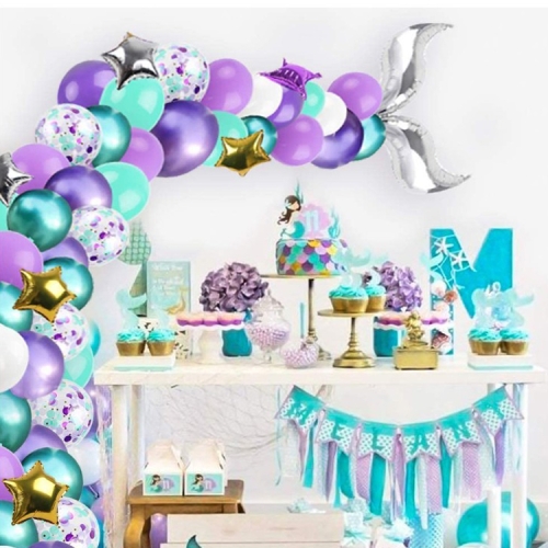 

Golden Square Piece Confetti Balloon Set Ocean Theme Mermaid Party Balloon Decoration Set