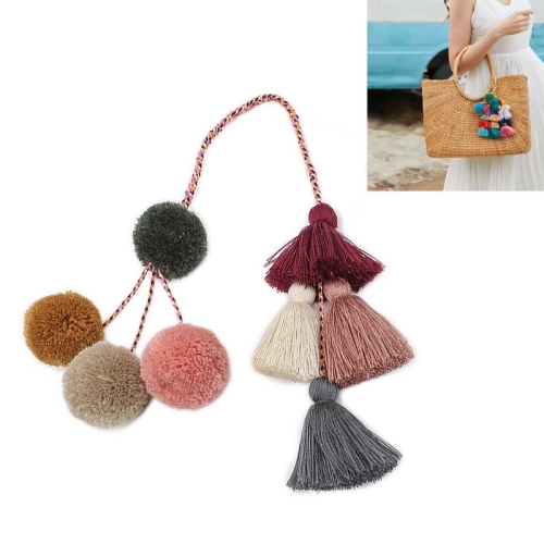 

DIY Hand-Woven Bohemian Long Tassel Bag Pendant Keychain Hair Ball Pendant( Deep Colorful)