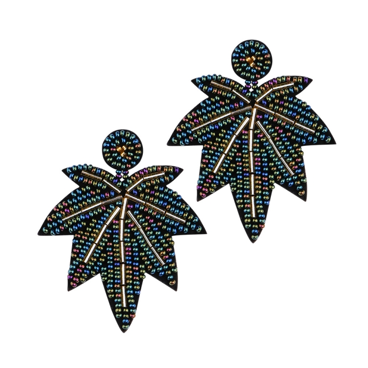 

2 Pairs Handmade Beaded Rice Bead Earrings Female Retro Earrings(Green E68696)