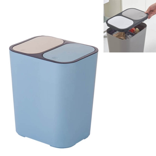 

Dry And Wet Classification Press Trash Can Household Kitchen Paper Basket(Blue)