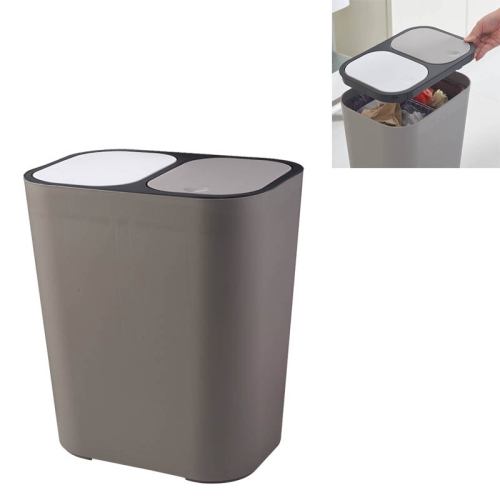 

Dry And Wet Classification Press Trash Can Household Kitchen Paper Basket(Gray)
