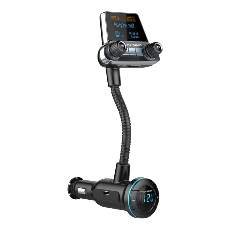 

BT14 Dual Display Long Tube Car Bluetooth / MP3 / FM Transmitter Supports EQ Sound Effect Voltage Detection