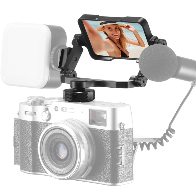 

Ulanzi PT-14 Camera Vlogging Flip Mirror Adjustable Angle Double 360 Degree Rotatable Cold Shoe Folding Expansion Mount Mirror