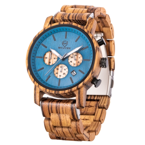 

MUJUZE ME-1012 Men Multifunctional Wooden Watch(Zebra Wood)