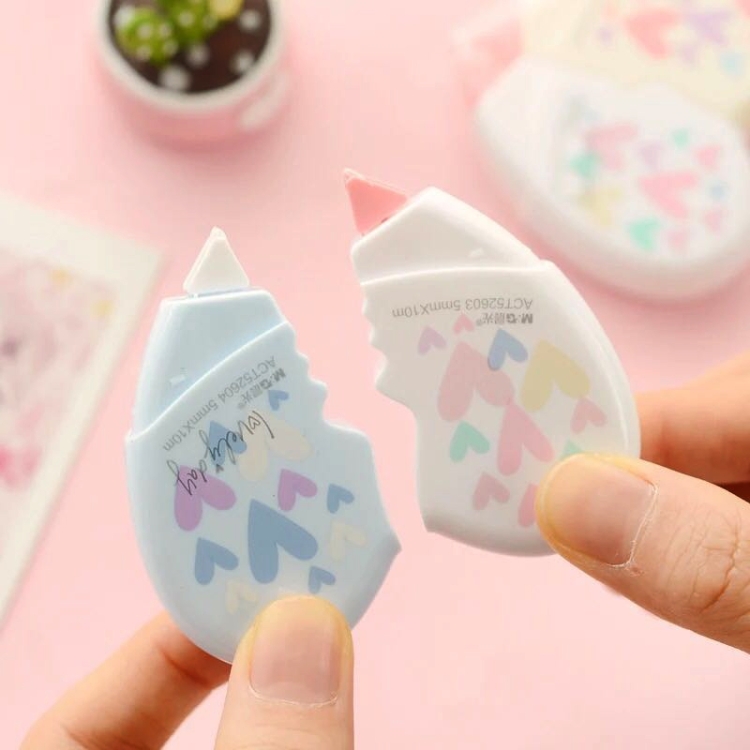 

2 PCS/Pair Love Heart Correction Tape Kawaii Stationery Office School Supplies(Length: 5 meters (one card total 10 meters))