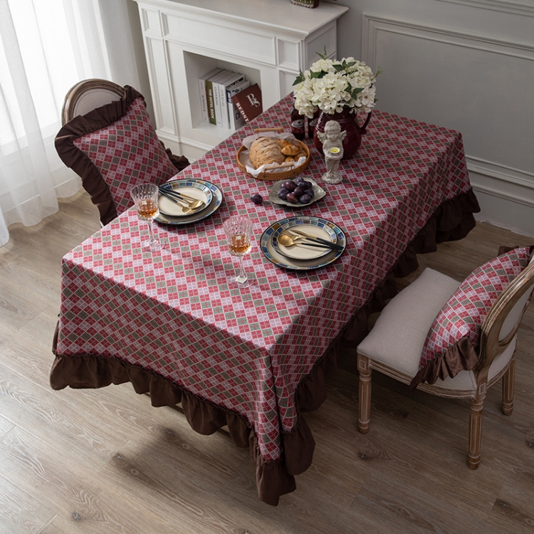 

Hotel Home Dining Table Retro Cotton Tablecloth, Size: 140x220cm(Lotus Leaf)