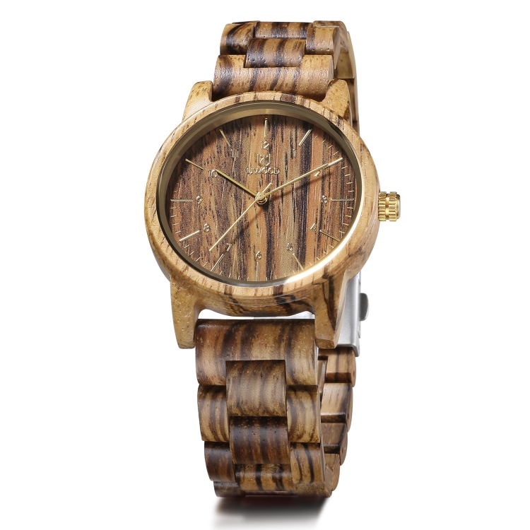

UWOOD UW1007 Wooden Watch Round Digital Dial Quartz Watch(Zebra Wood)