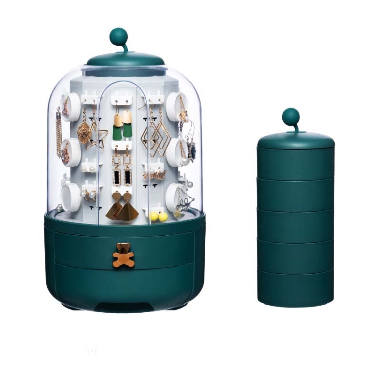

Jewelry Earring Display Stand Earring Necklace Large Capacity Jewelry Storage Box, Specification: Five-layer Rotating Inner Core(Green)