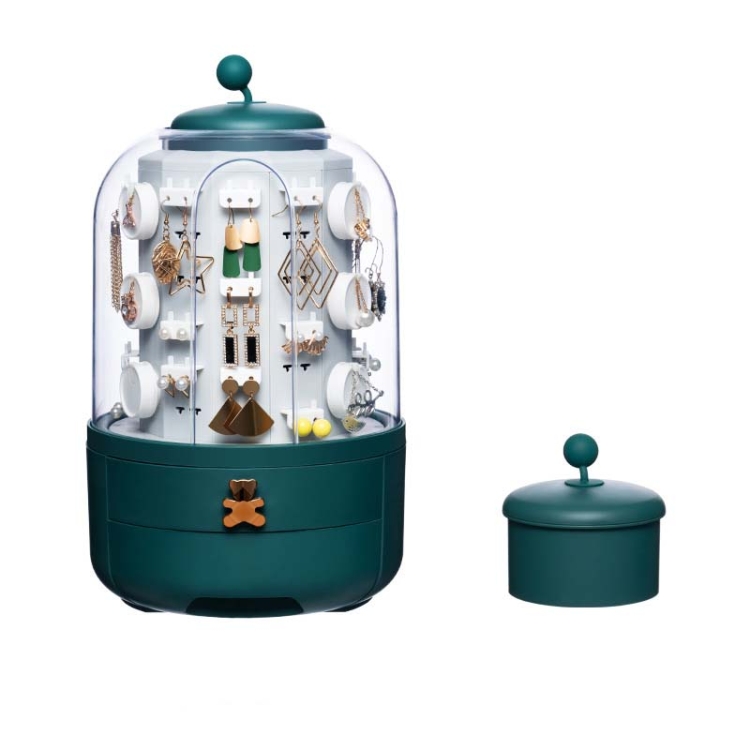 

Jewelry Earring Display Stand Earring Necklace Large Capacity Jewelry Storage Box, Specification: Single Layer Inner Core(Green)