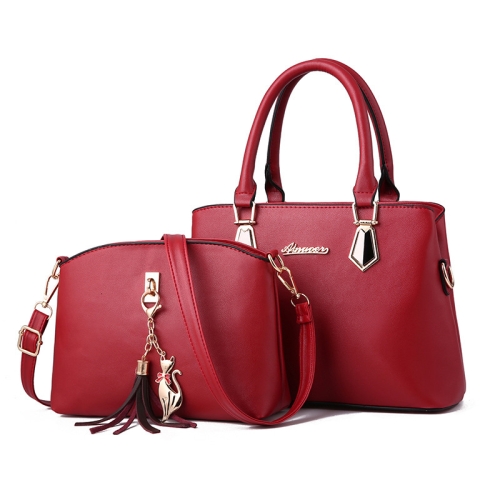 

2 in 1 Women Casual Fashion Messenger Handbags Large Capacity Bag(Red Wine)