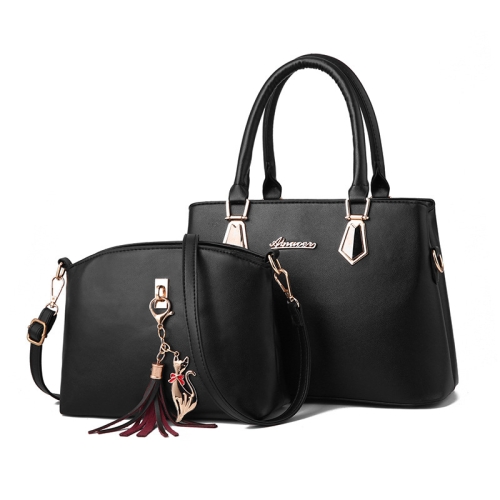 

2 in 1 Women Casual Fashion Messenger Handbags Large Capacity Bag(Black)