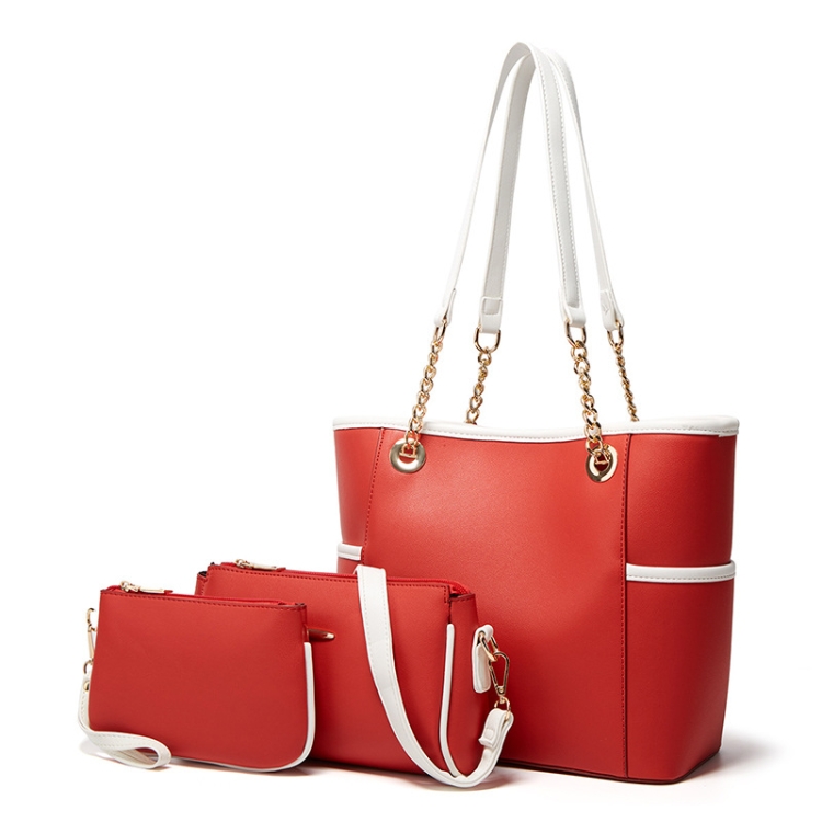 

3 in 1 Ladies Simple All-Match Handbag Soft Leather Messenger Bag(Red)
