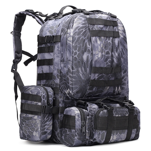 

B08 Camping Trip Oxford Cloth Bag Outdoor Hiking Mountaineering Combination Backpack(Python Black)