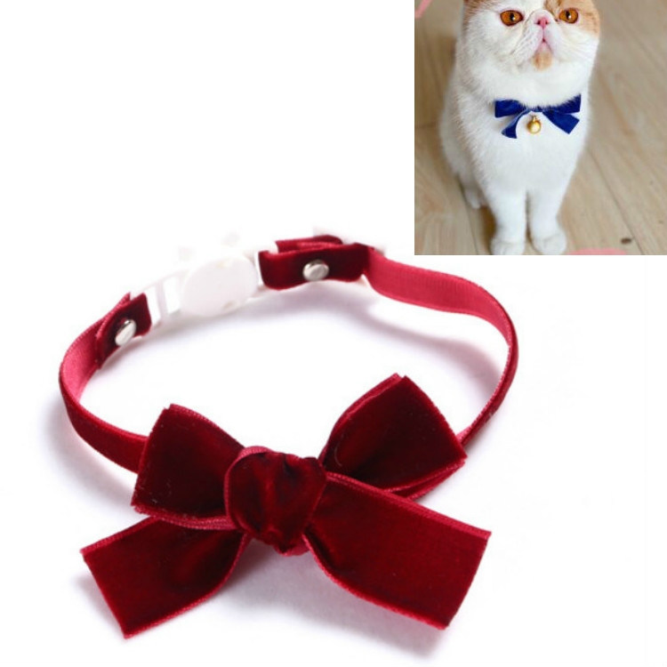 

5 PCS Velvet Bowknot Adjustable Pet Collar Cat Dog Rabbit Bow Tie Accessories, Size:S 17-30cm, Style:Bowknot(Red)