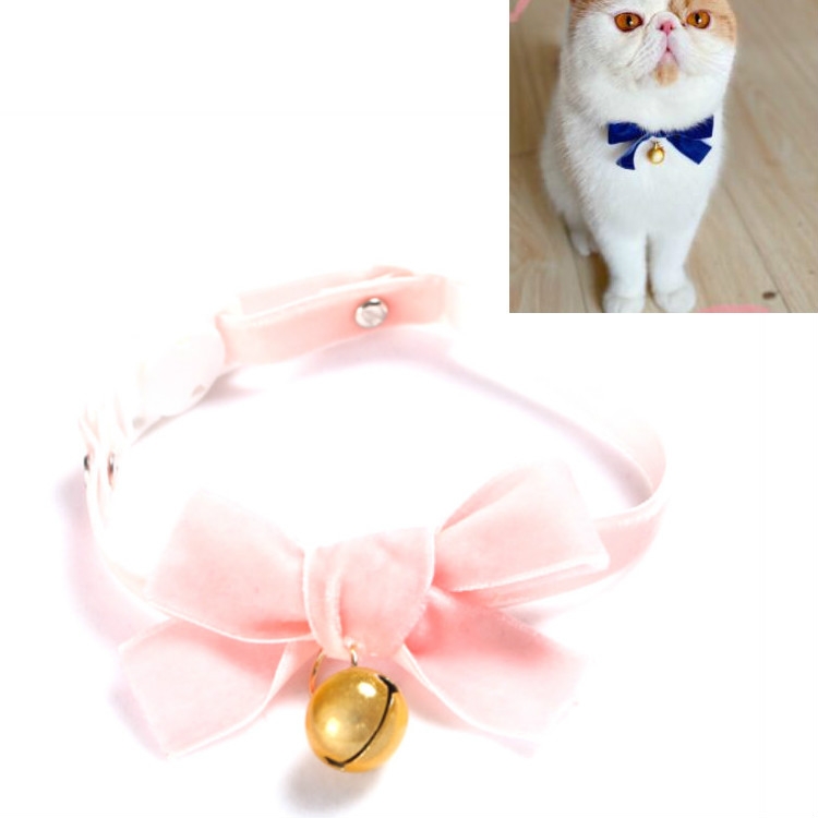 

5 PCS Velvet Bowknot Adjustable Pet Collar Cat Dog Rabbit Bow Tie Accessories, Size:S 17-30cm, Style:Bowknot With Bell(Pink)