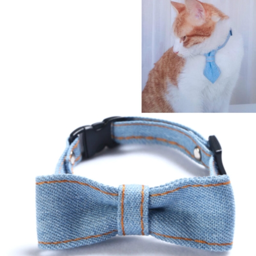 

4 PCS Pet Cowboy Bow Tie Collar Cats Dogs Adjustable Tie Collars Pet Accessories Supplies, Size:S 16-32cm, Style:Big Bowknot(Light Blue)