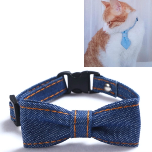 

4 PCS Pet Cowboy Bow Tie Collar Cats Dogs Adjustable Tie Collars Pet Accessories Supplies, Size:S 16-32cm, Style:Big Bowknot(Dark Blue)