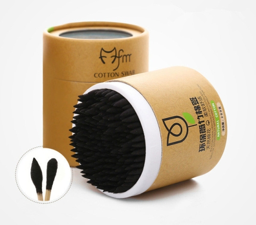 

200PCS/Box Bamboo Cotton Swab Wood Sticks Soft Cotton Pad(Black)