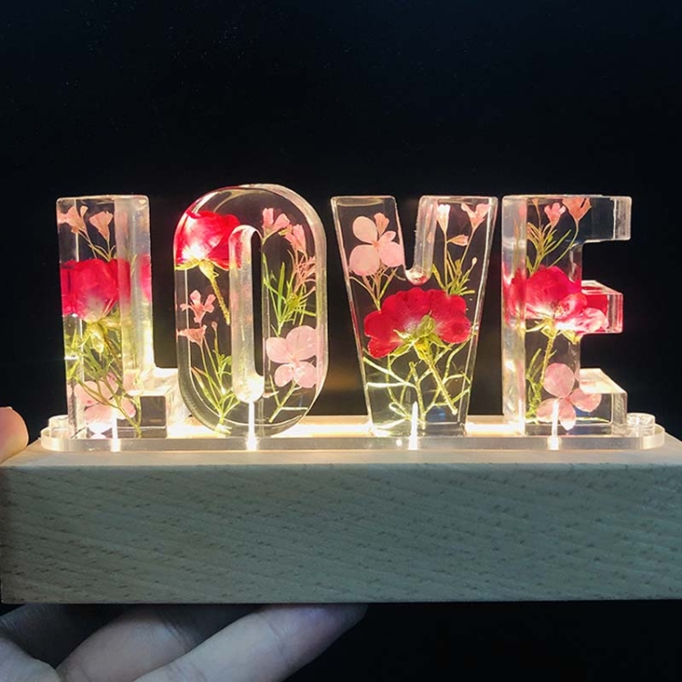 

Eternal Flower Night Light Love Letter Desk Lamp Couple Gift, Style:Rose with Branche