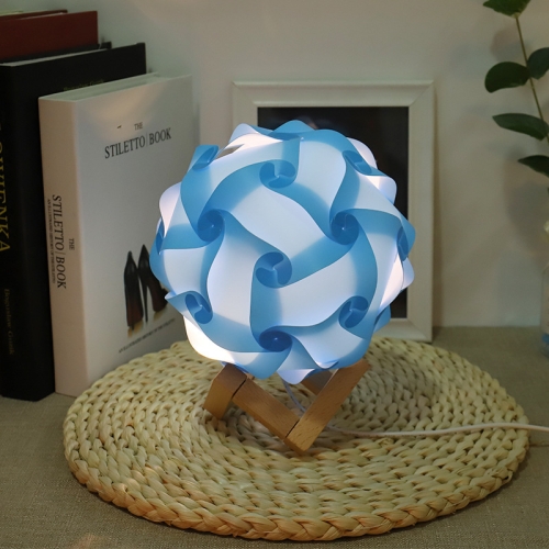 

Creative Bedroom Bedside Night Light USB Round Romantic Room Decoration Lamp with Wood Base, Style: DIY Material Kit(Blue)